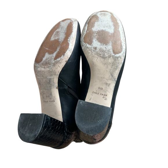 Cole Haan Black Leather Nella Heeled Booties Sz 8.5 - Picture 6 of 7